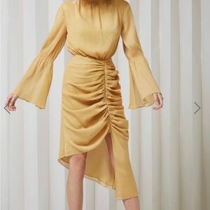 KEEPSAKE The Label | NWT Yellow Sheer Slip Elevate Long Sleeve Midi Dress Sz S